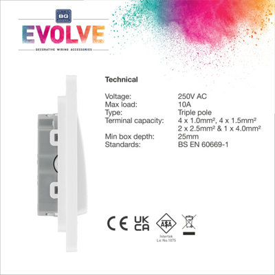 BG Evolve Brushed Steel Fan Isolator Switch 10A Triple Pole - 4