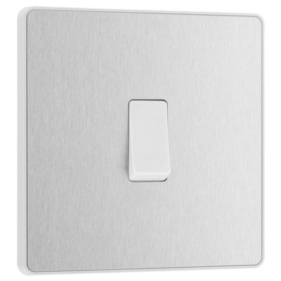 BG Evolve Brushed Steel Single Intermediate Light Switch 20A 16AX DIY