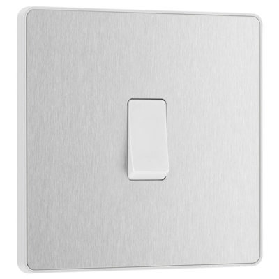 BG Evolve Brushed Steel Single Intermediate Light Switch 20A 16AX