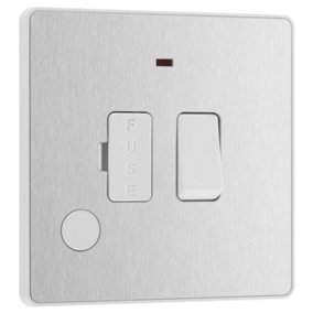 BG Evolve Brushed Steel Switched 13A Fused Connection Unit With Power LED Indicator And Flex Outlet