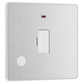 BG Evolve Brushed Steel Unswitched 13A Fused Connection Unit With Power LED Indicator And Flex Outlet