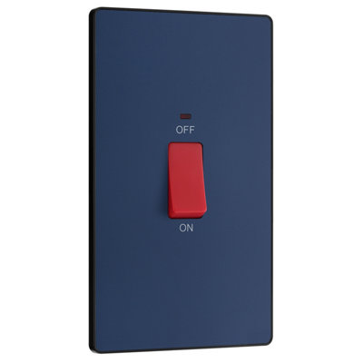 BG Evolve Large 45A Double Pole Cooker Switch & LED, Matt Blue