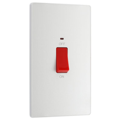 BG Evolve Large 45A Double Pole Cooker Switch & LED, Pearlescent White