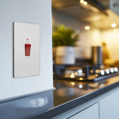 BG Evolve Large 45A Double Pole Cooker Switch & LED, Pearlescent White