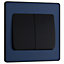 BG Evolve Matt Blue Double Light Switch 20A 16AX, 2 Way, Wide Rocker