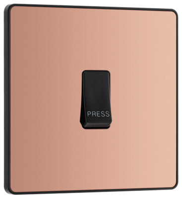 BG Evolve PCDCP14B Polished Copper 10AX 1 Way Press Switch - Black Insert