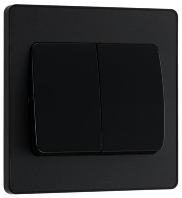 BG Evolve PCDMB42WB Matt Black 2 Gang 20A 16AX 2 Way Switch-Black Insert