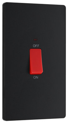 BG Evolve PCDMB72B Matt Black 45A 2 Pole LED Switch-Black Insert