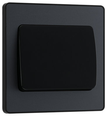 BG Evolve PCDMG12WB Matt Grey1 Gang 20A 16AX 2 Light Switch-Black Insert