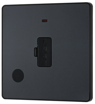 BG Evolve PCDMG54B Matt Grey 13A Flex Outlet Neon Unit - Black Insert