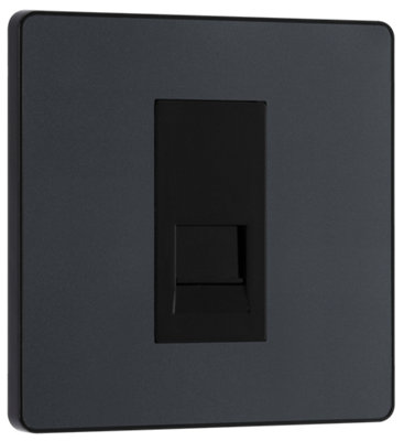 BG Evolve PCDMGBTS1B Matt Grey 1 Gang Secondary Telephone Outlet - Black Insert