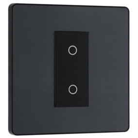 BG Evolve PCDMGTDS1B Matt Grey 1 Gang 200W Trailing Edge Secondary Touch Dimmer - Black Insert