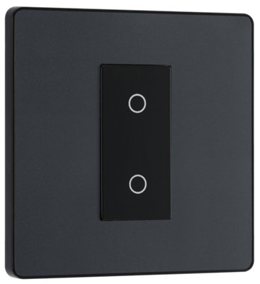 BG Evolve PCDMGTDS1B Matt Grey 1 Gang 200W Trailing Edge Secondary Touch Dimmer - Black Insert