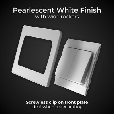 BG Evolve Pearlescent White Double Switch 20A 16AX 2 Way With Wide Rockers - 4