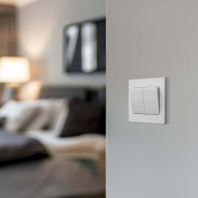 BG Evolve Pearlescent White Double Switch 20A 16AX 2 Way With Wide Rockers - 8