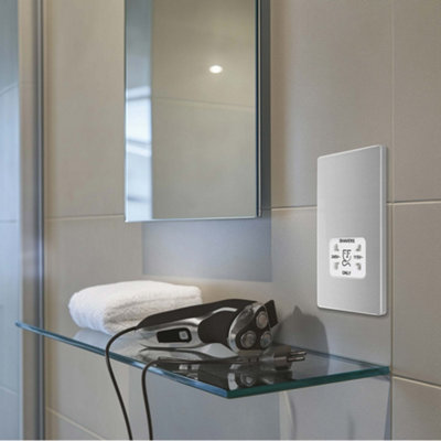 BG Evolve Screwless Shaver Socket, Dual Voltage 115/240V Brushed Steel