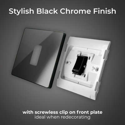 BG Evolve Single Retractive Press Switch 10A Black Chrome - PCDBC14B