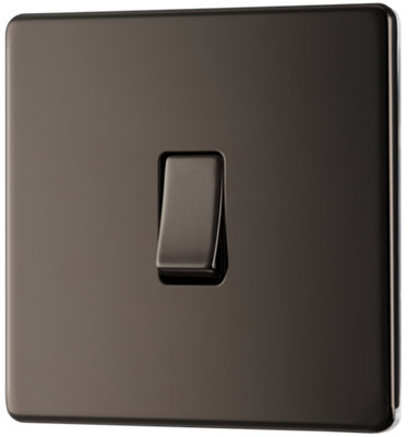 BG FBN12 Nexus Screwless Flat-Plate 2 Way 10A Single Light Switch Black Nickel