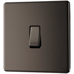 BG FBN12 Nexus Screwless Flat-Plate 2 Way 10A Single Light Switch Black Nickel