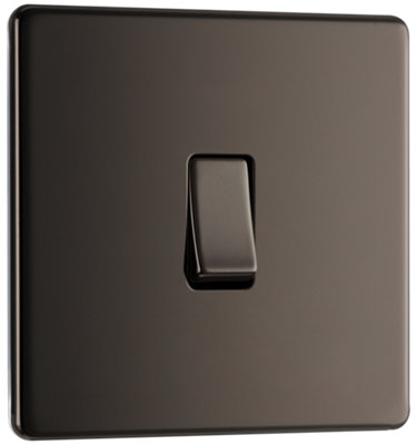 BG FBN12 Nexus Screwless Flat-Plate 2 Way 10A Single Light Switch Black Nickel