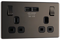BG FBN22U3B Nexus Screwless Flat-Plate Double Switched Plug Socket