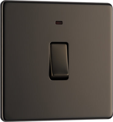 BG FBN31 Nexus Screwless Flat-Plate Single Switch Black Nickel Neon 2 Way 20A