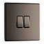 BG FBN42 Nexus Screwless Flat-Plate Double Light Switch Black Nickel 2 Way 10A