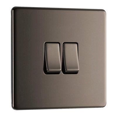 BG FBN42 Nexus Screwless Flat-Plate Double Light Switch Black Nickel 2 Way 10A Price Comparisons | Compare The Build