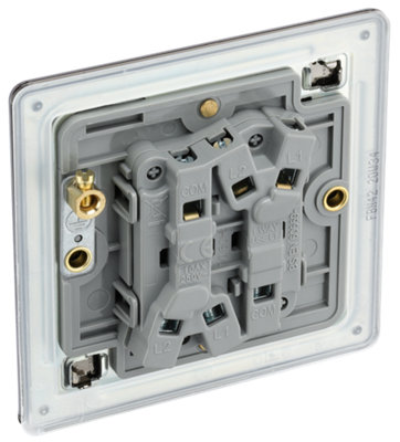 BG FBN42 Nexus Screwless Flat-Plate Double Light Switch Black Nickel 2 Way 10A - 4