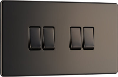 BG FBN44 Nexus Screwless Flat-Plate Quad Light Switch Black Nickel 2 Way 10A Price Comparisons | Compare The Build