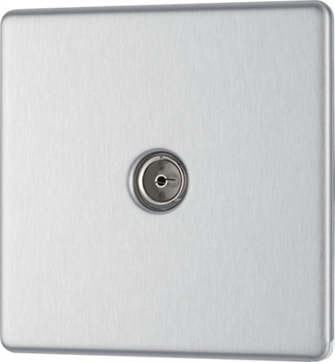 BG FBS60 Nexus Screwless Flat-Plate Single Coaxial TV Outlet Brushed Steel