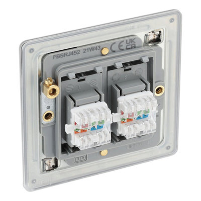 BG Flat Plate Brushed Steel Rj45 Data Skt 2G - FBSRJ452 - 3