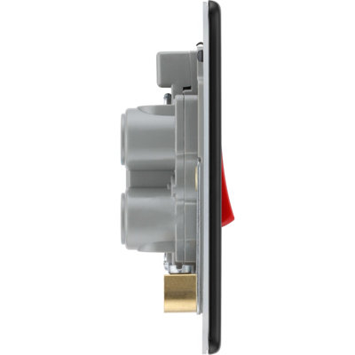 BG Flatplate 45A Double Pole Cooker Switch & LED, Matt Black