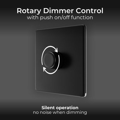 BG Flatplate Screwless 200W Single Wall Dimmer Switch, Matt Black