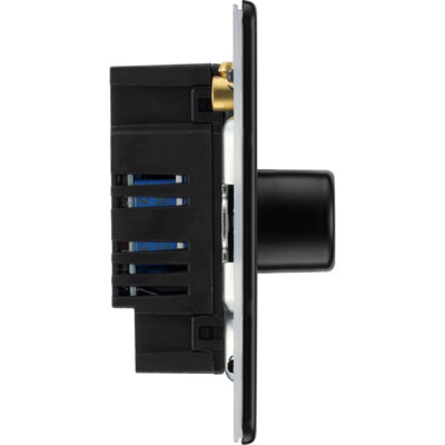 BG Flatplate Screwless 200W Triple Wall Dimmer Switch, Matt Black