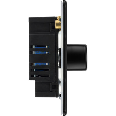 BG Flatplate Screwless 200W Triple Wall Dimmer Switch, Matt Black
