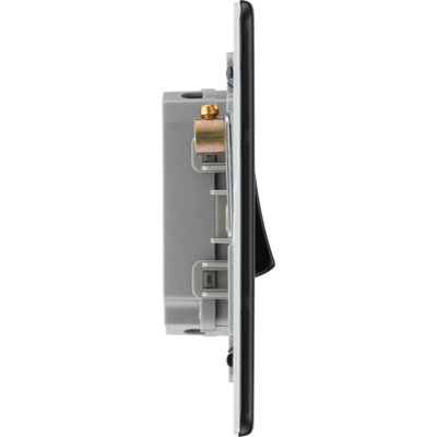 BG Flatplate Screwless 20A Quadruple Wall Light Switch, Matt Black