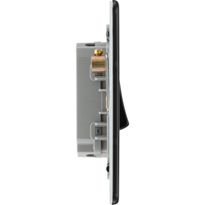 BG Flatplate Screwless 20A Quadruple Wall Light Switch, Matt Black