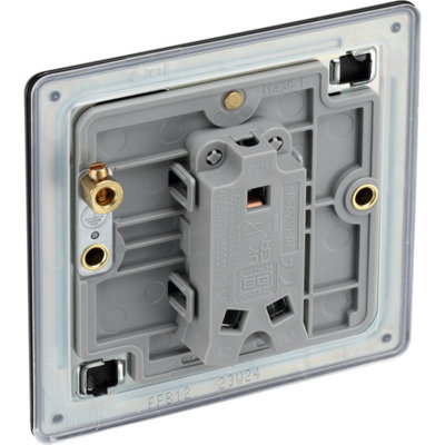 BG Flatplate Screwless 20A Single Wall Light Switch, Matt Black
