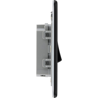 BG Flatplate Screwless 20A Single Wall Light Switch, Matt Black