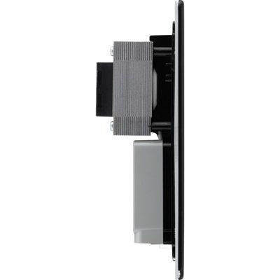 BG Flatplate Screwless Shaver Socket, Dual 115/240V, Matt Black