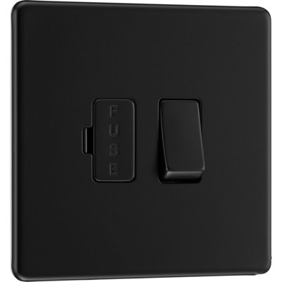 BG Flatplate Screwless Switched Fused Connection Unit, Matt Black