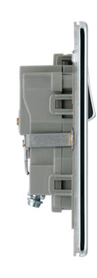 BG FPC21G Nexus Screwless Flat-Plate Single Switched Plug Socket Polished Chrome Grey Insert 13A - 3