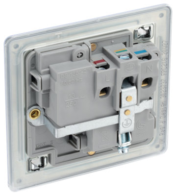 BG FPC21G Nexus Screwless Flat-Plate Single Switched Plug Socket Polished Chrome Grey Insert 13A - 4