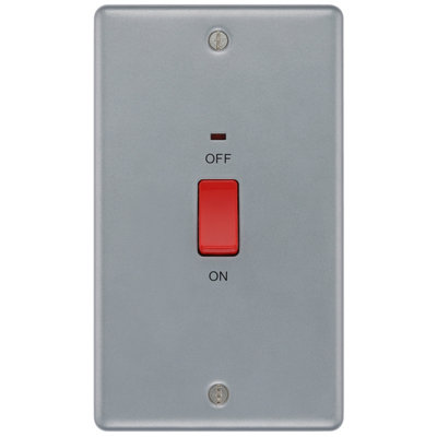 BG Metal Clad 45A Rectangular Large Plate Double Pole Switch With Power Indicator
