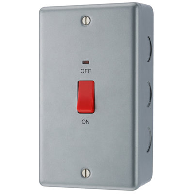 BG Metal Clad 45A Rectangular Large Plate Double Pole Switch With Power Indicator