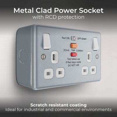 BG Metal Clad Double Switched 13A Socket With Type A RCD - 5