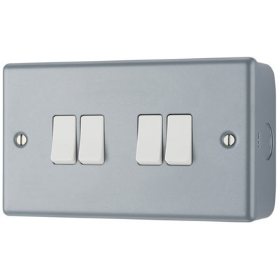BG Metal Clad Quadruple Switch 20A 16AX 2 Way - 3