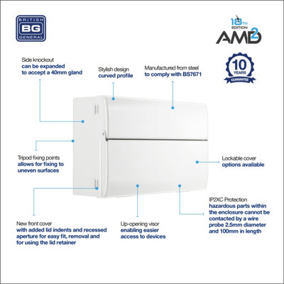 BG Metal Consumer Unit 16 Module 12 Way