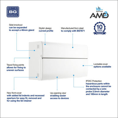 BG Metal Consumer Unit 22 Module 18 Way
